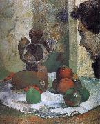 Paul Gauguin There is still life portrait side of the lava painting